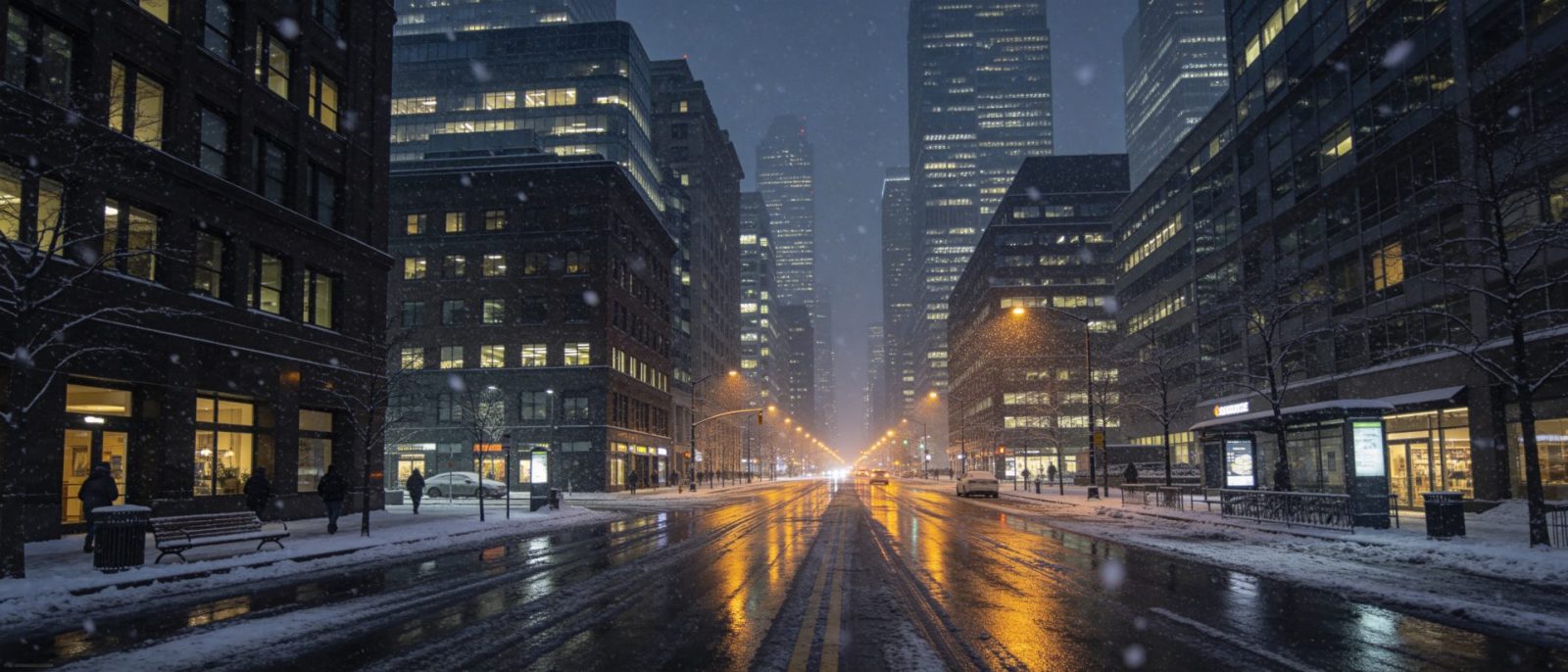 雪夜城市高清壁纸预览