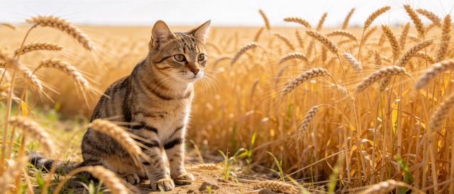 狸花猫麦田静态壁纸
