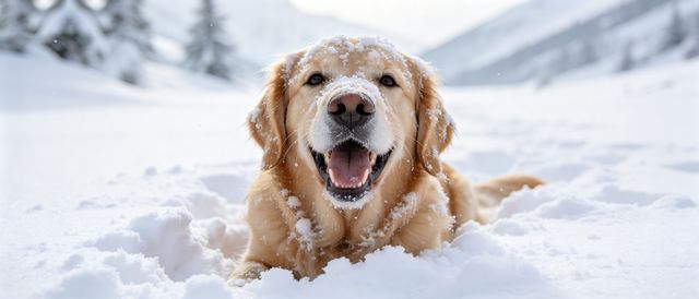 金毛雪笑静态壁纸