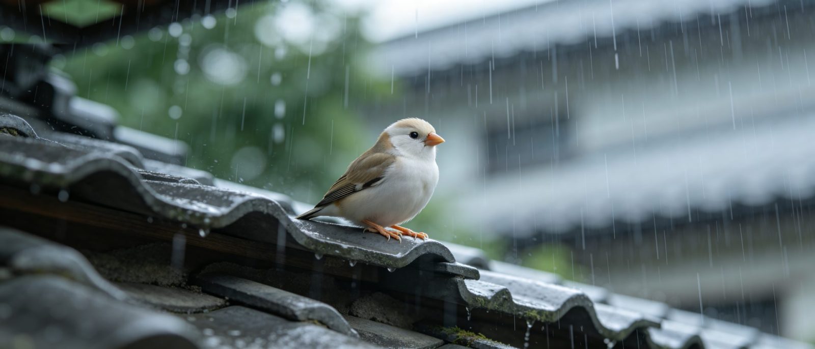 珍珠鸟观雨高清壁纸预览