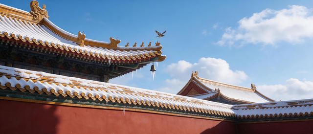 红墙雪寺静态壁纸