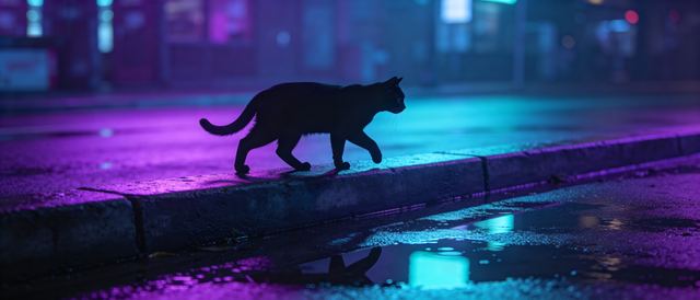 黑猫霓虹脊静态壁纸