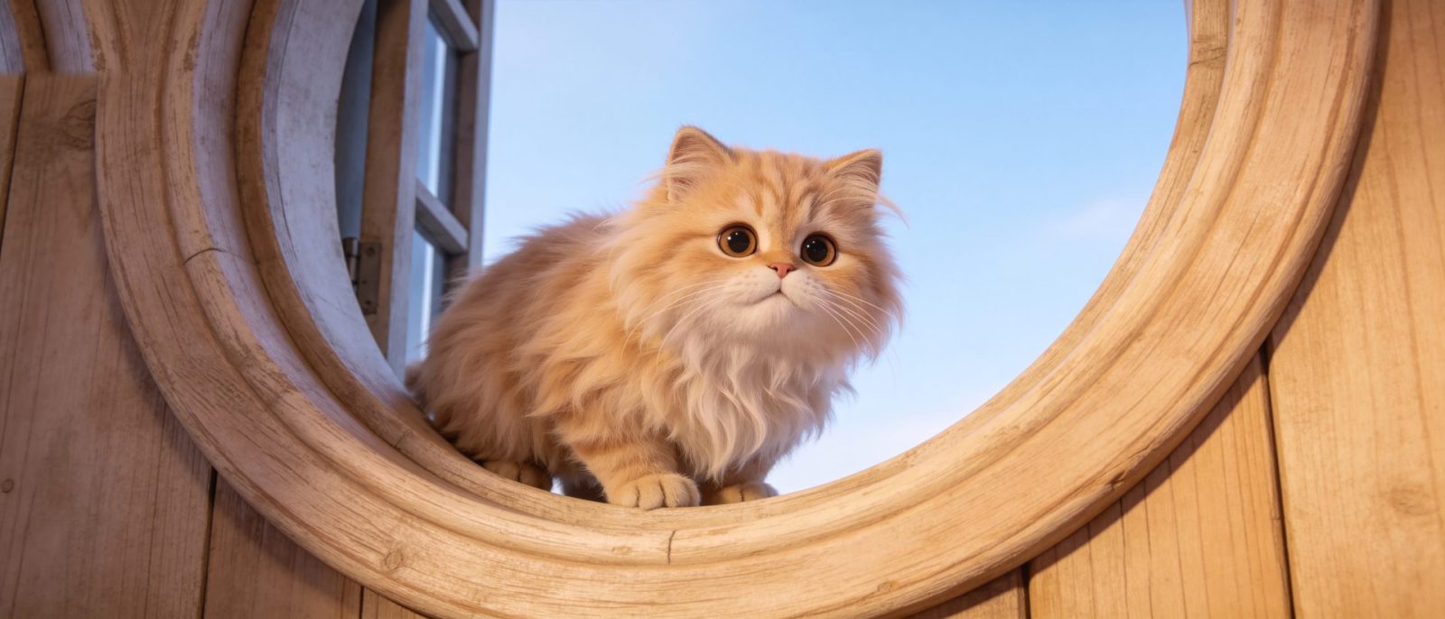波斯猫圆窗高清壁纸预览