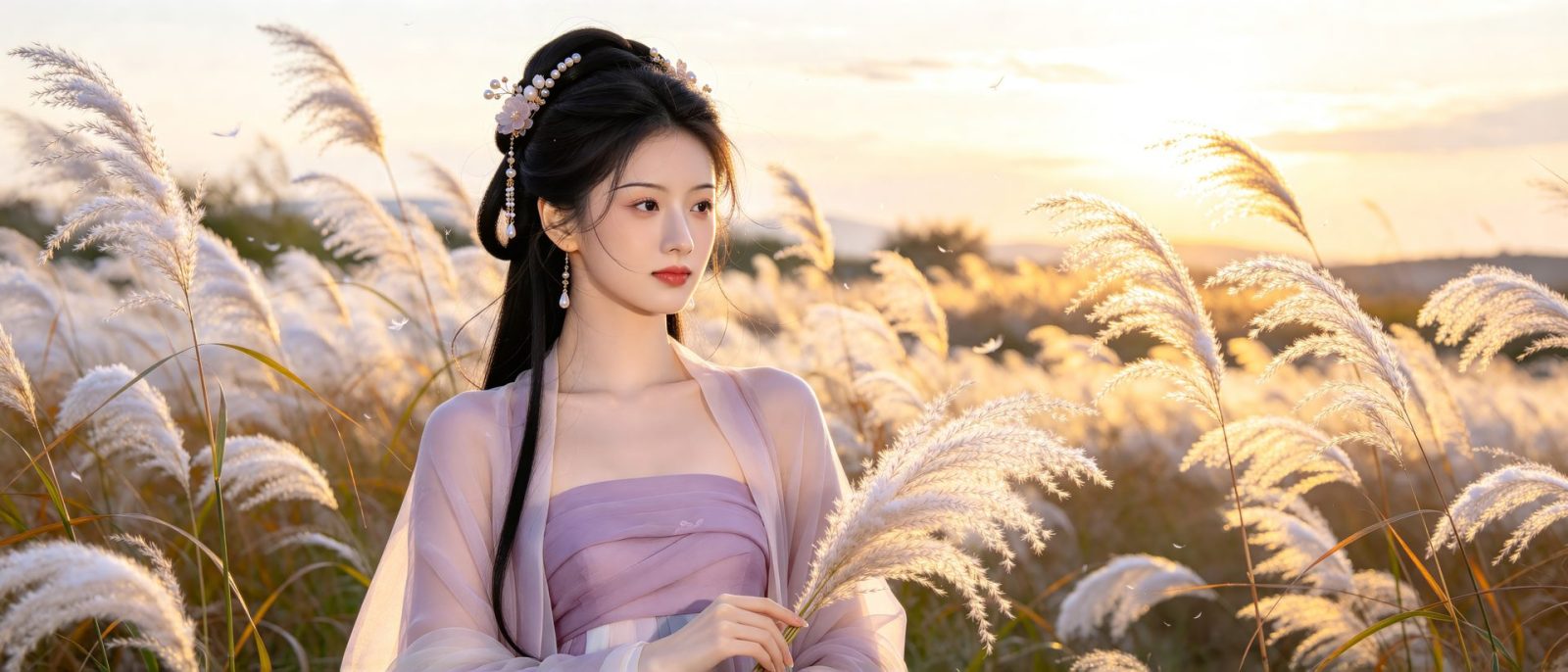 芦花夕照高清壁纸预览