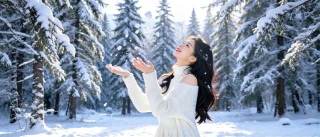 雪松林冬静态壁纸