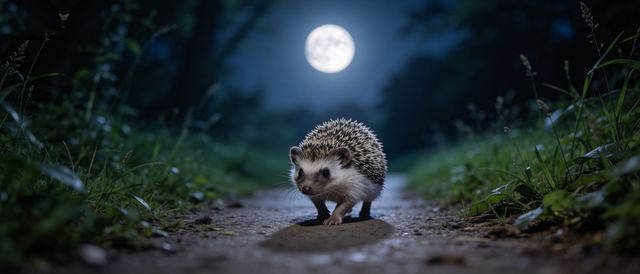 刺猬夜行静态壁纸
