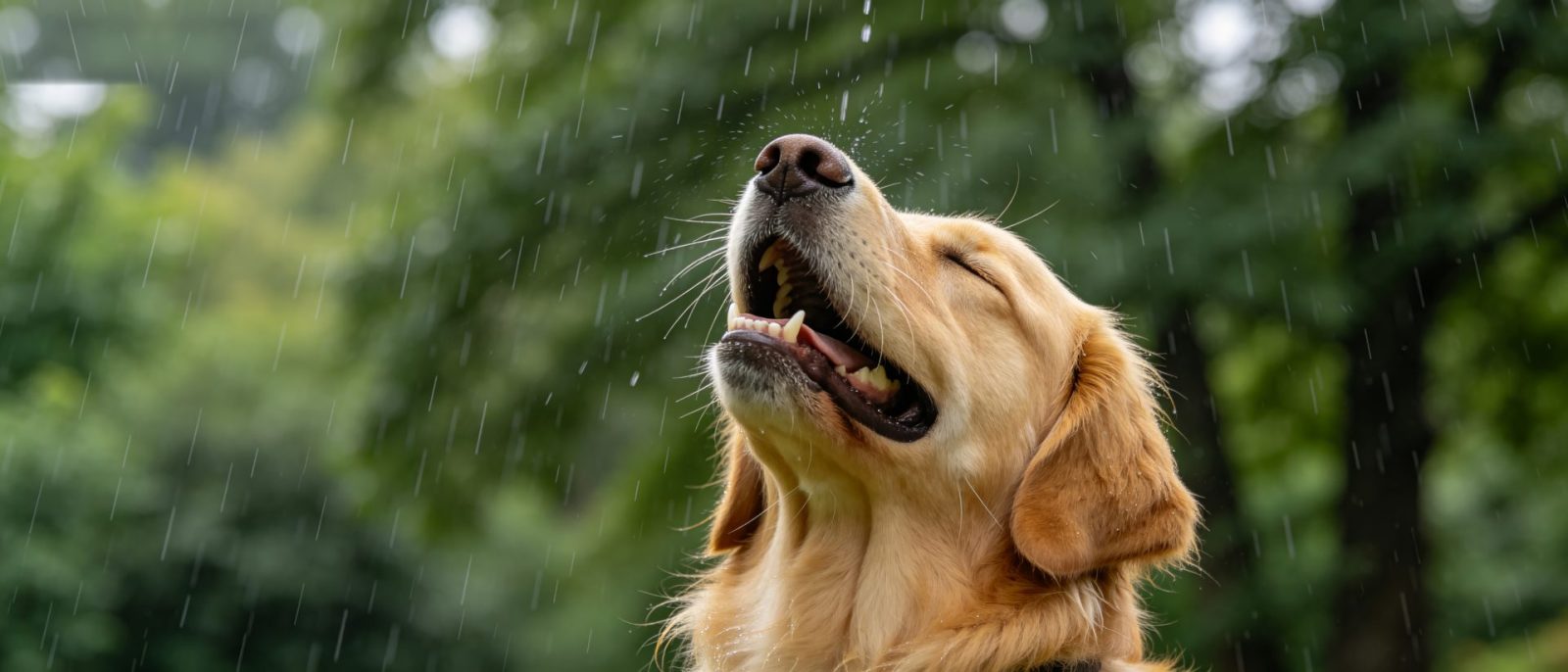 金毛接雨高清壁纸预览