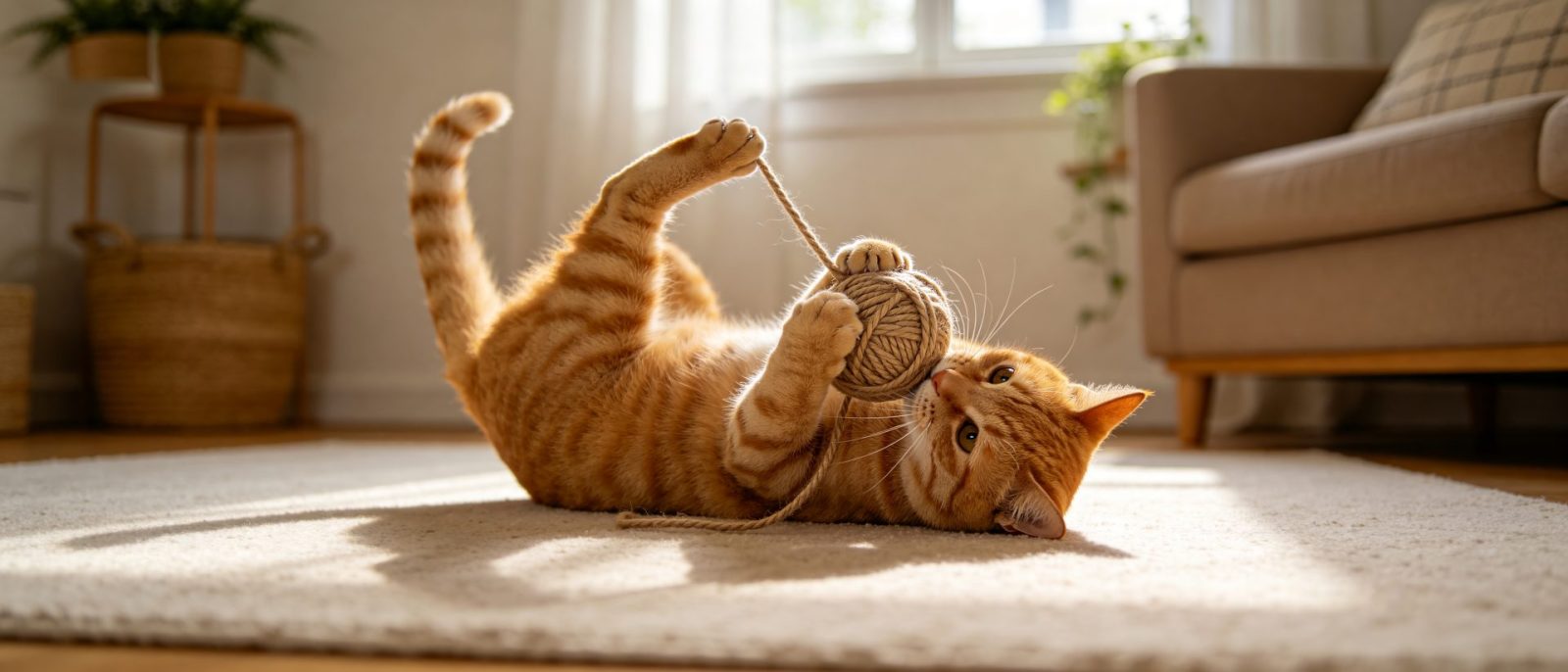 橘猫滚线球高清壁纸预览