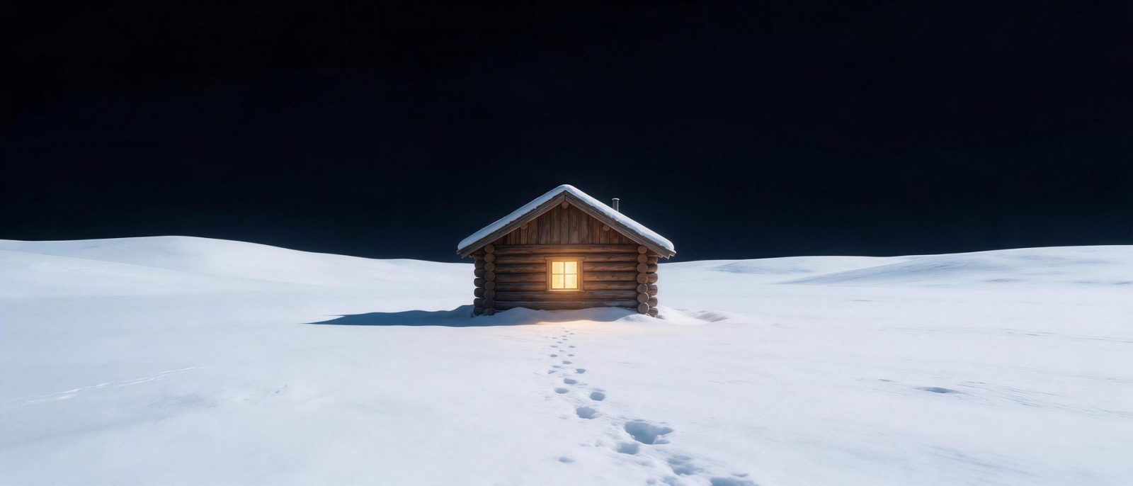 雪中亮灯的屋高清壁纸预览