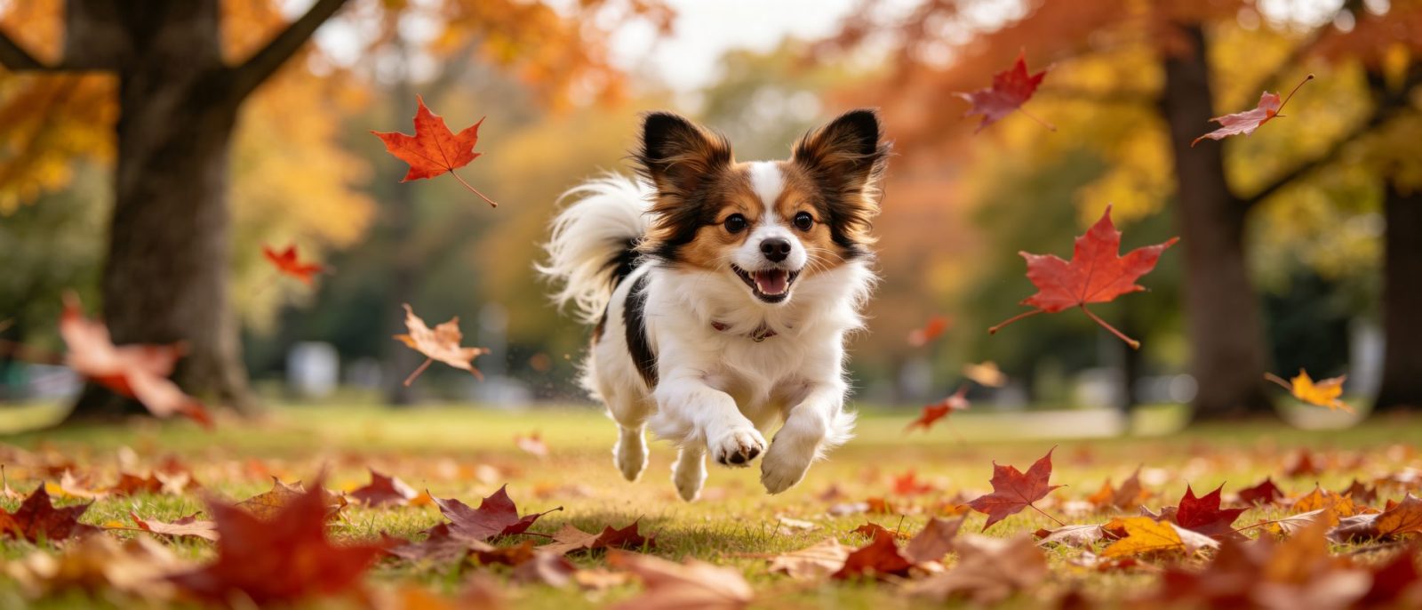 蝴蝶犬追叶高清壁纸预览