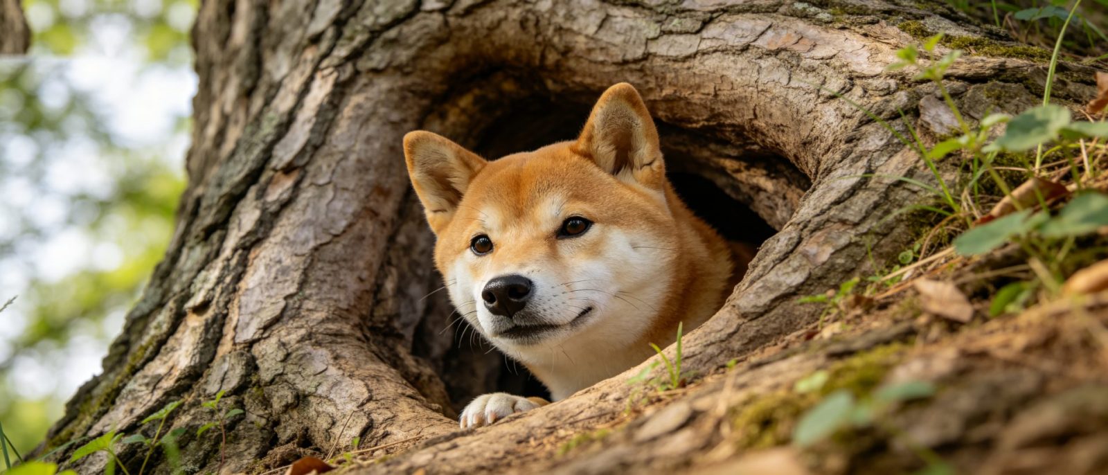 柴犬树洞高清壁纸预览