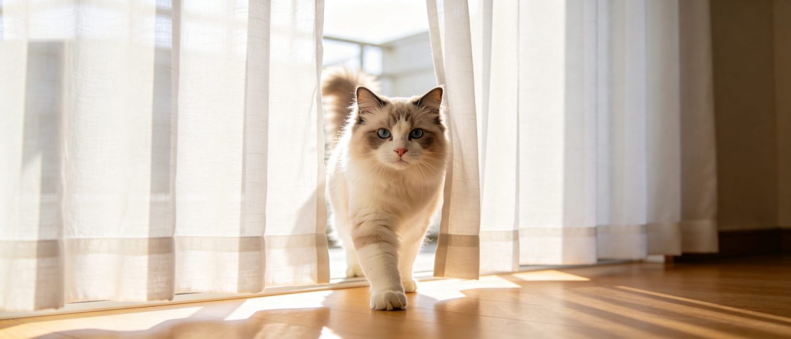 布偶猫窗帘高清壁纸预览