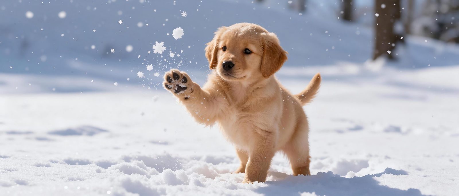 幼犬初雪高清壁纸预览