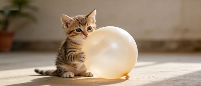 奶猫气球静态壁纸