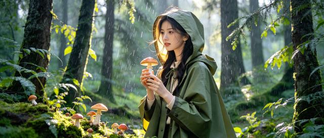 蘑菇雨季静态壁纸