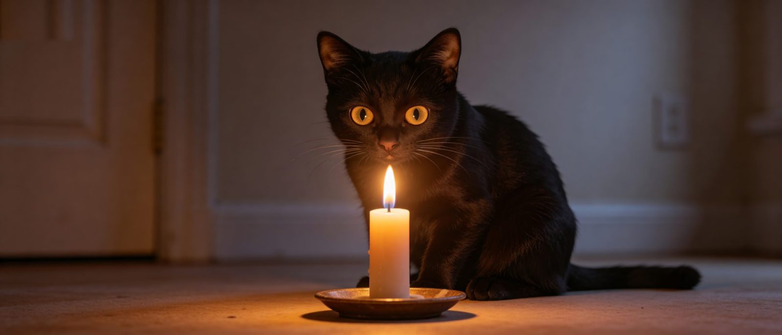 黑猫烛光高清壁纸预览