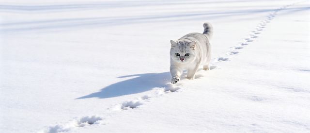 银点猫雪地静态壁纸