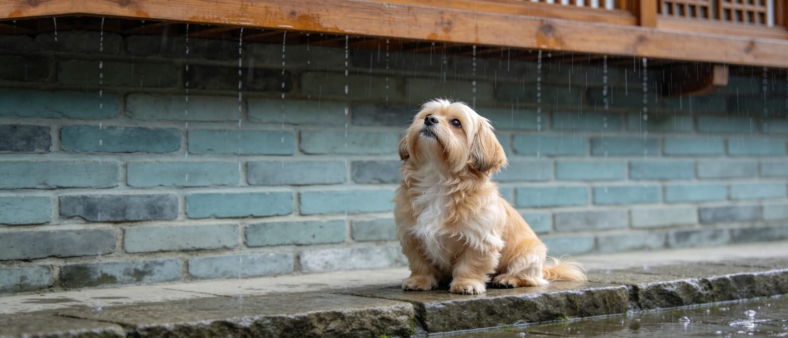 拉萨犬望檐高清壁纸预览