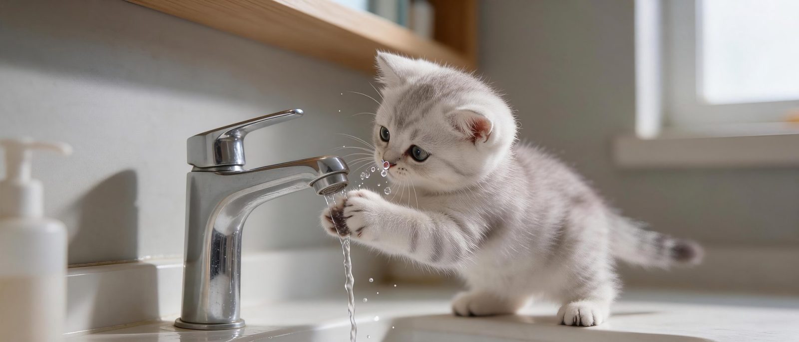小猫戏水高清壁纸预览