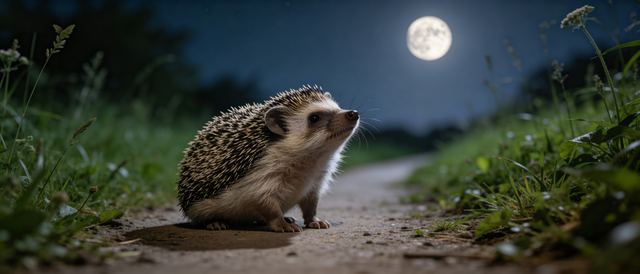 刺猬望月静态壁纸
