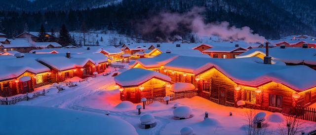 雪乡夜色静态壁纸