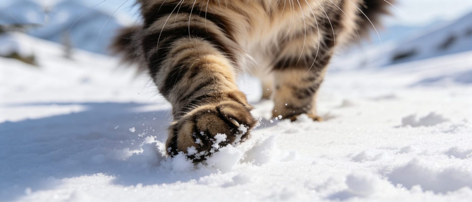 缅因猫踩雪高清壁纸预览