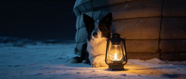 边牧雪牧灯静态壁纸