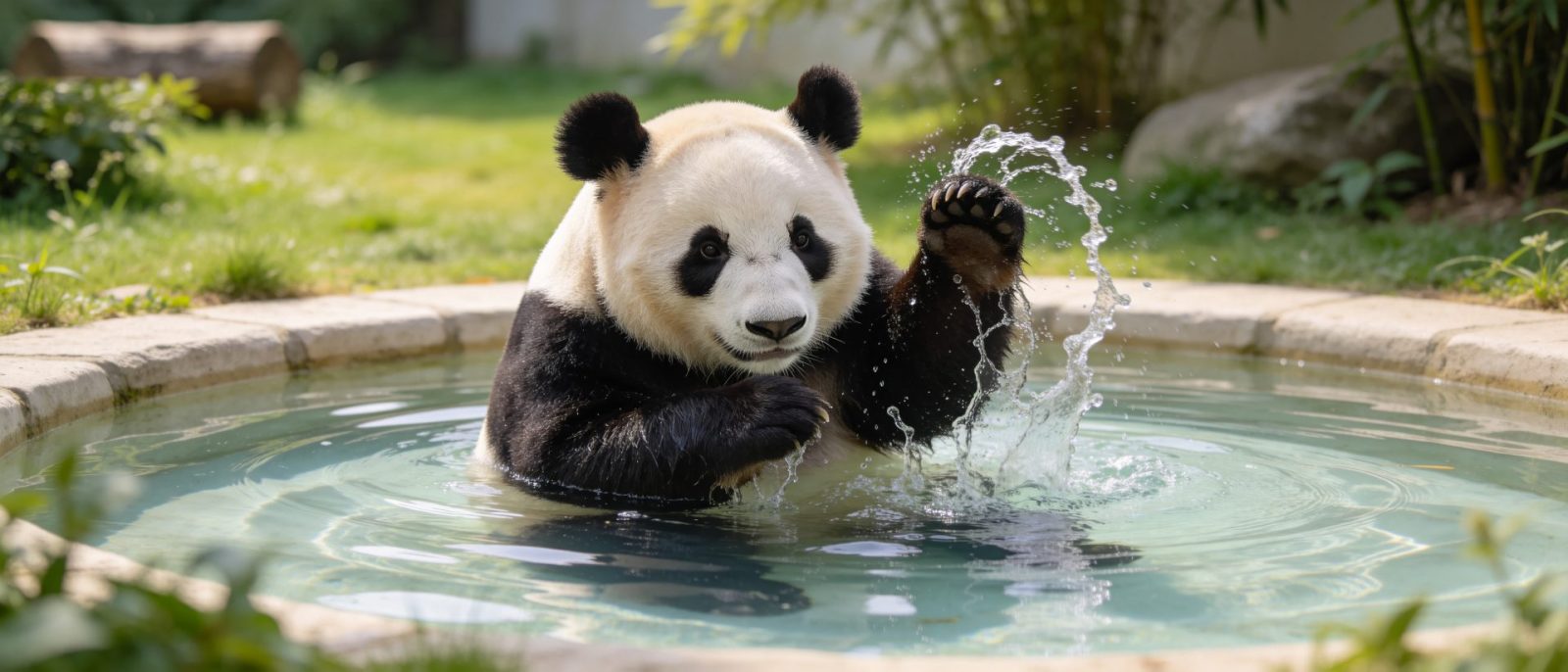 熊猫水坑高清壁纸预览