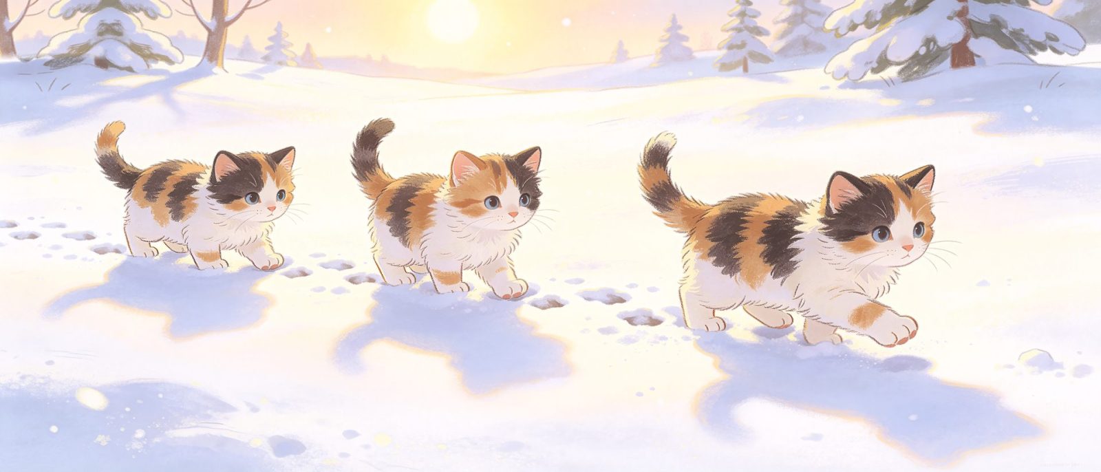 三花踩雪队高清壁纸预览