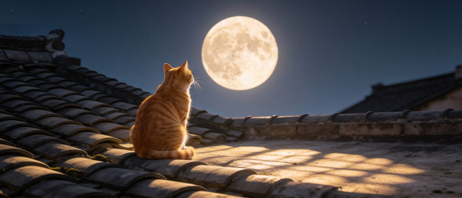 橘猫月光高清壁纸预览