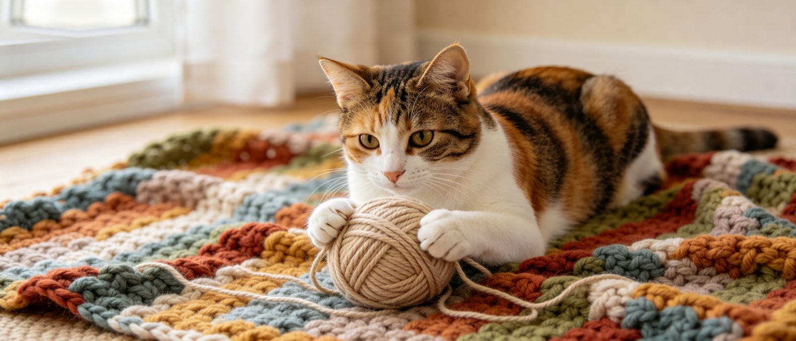 三花猫织毯高清壁纸预览