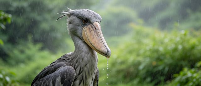 鲸头鹳雨中静态壁纸