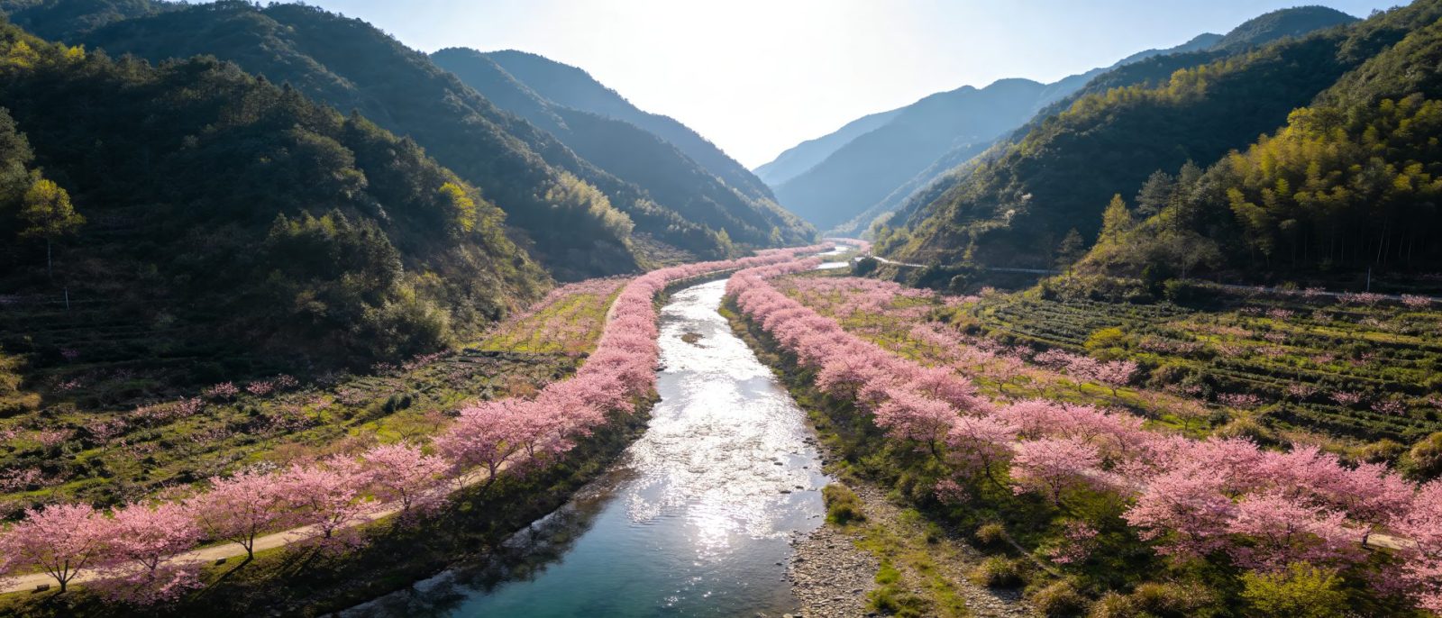 桃花溪谷航拍高清壁纸预览