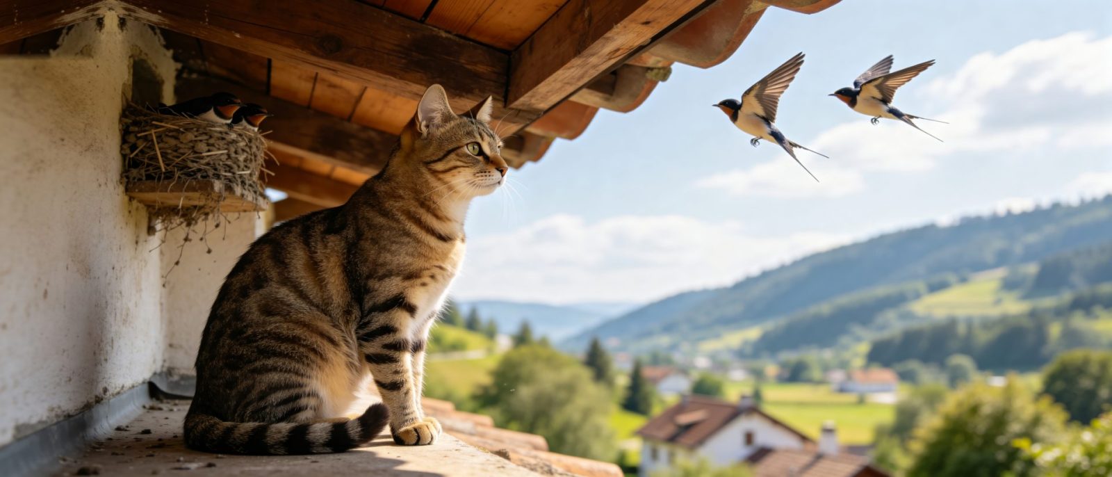 狸花猫望燕高清壁纸预览