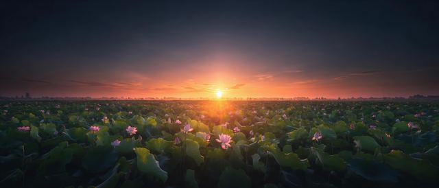 荷海日出静态壁纸