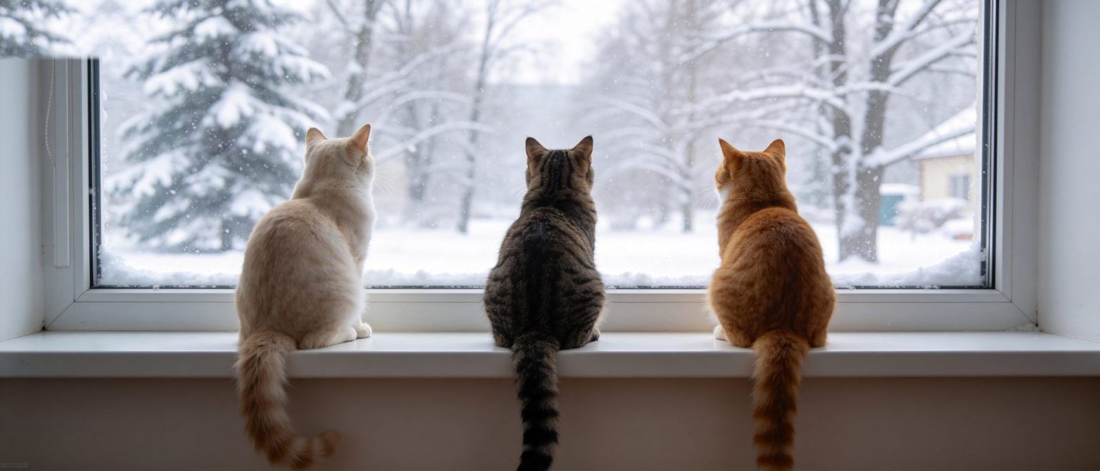 三猫观雪高清壁纸预览