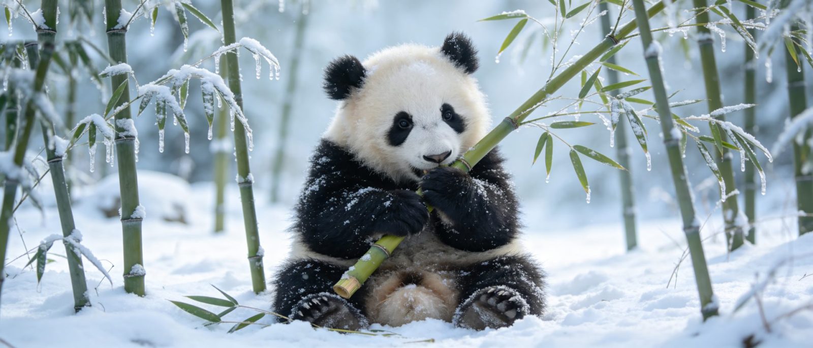 熊猫雪竹高清壁纸预览