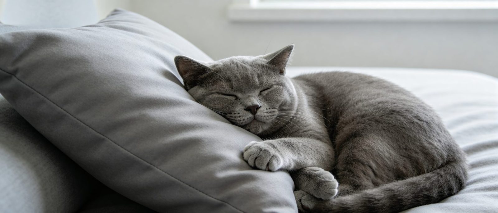 蓝猫抱枕睡高清壁纸预览