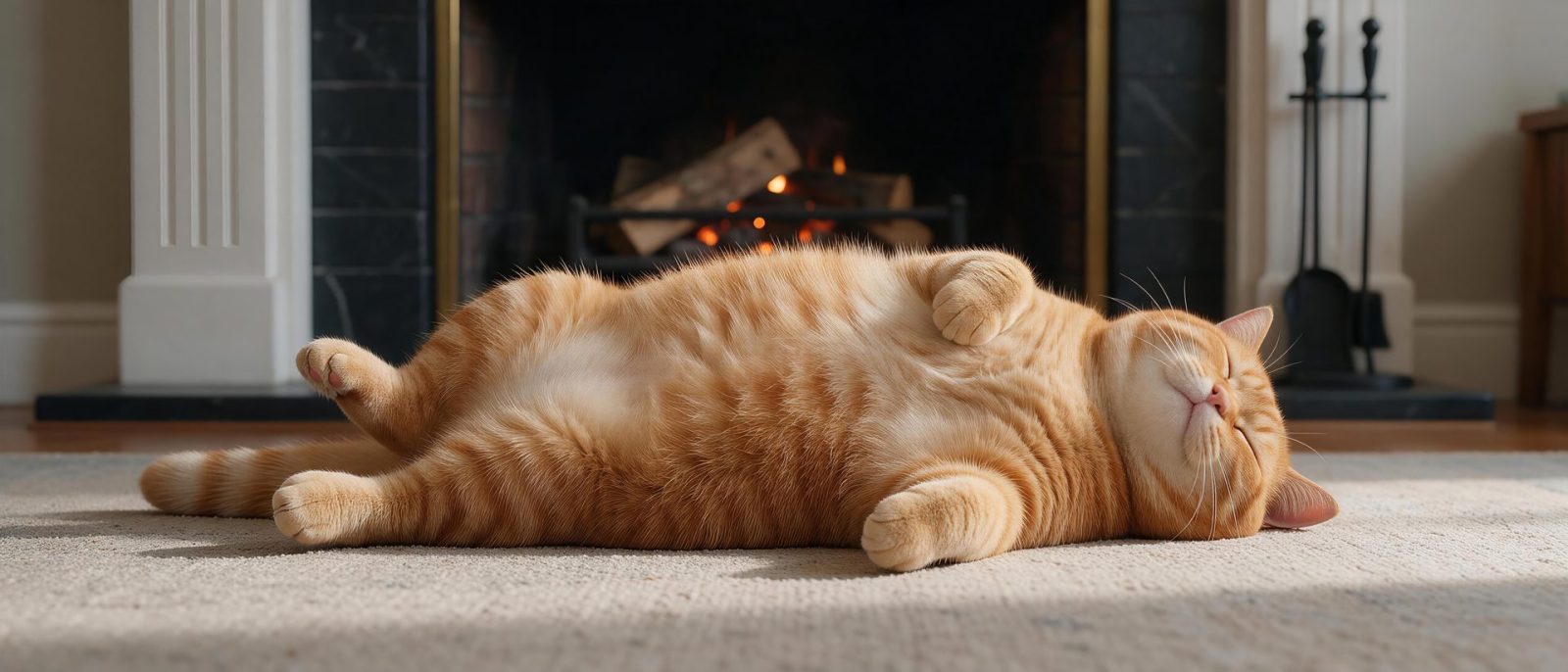 橘猫烤火高清壁纸预览