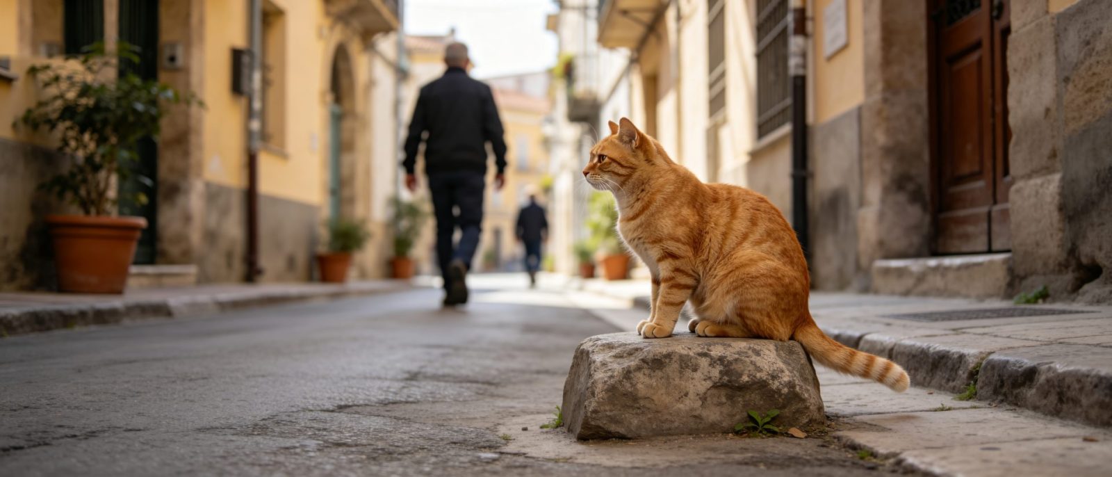 老橘猫巷口高清壁纸预览