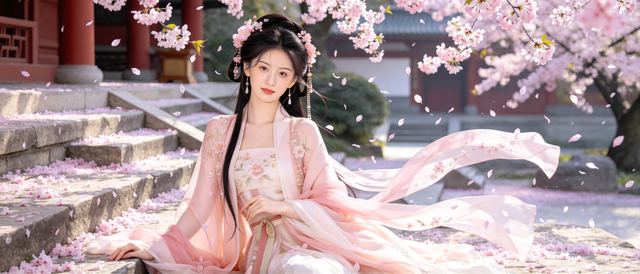 落樱石阶静态壁纸