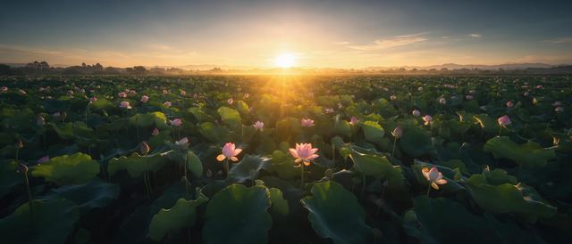 荷海朝阳静态壁纸
