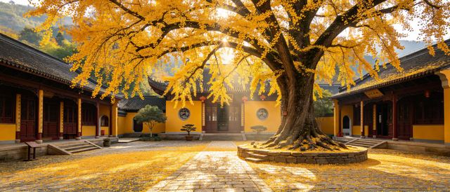 山寺银杏静态壁纸