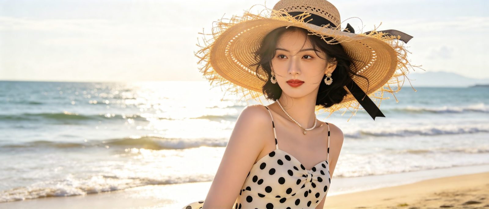 赫本海滨高清壁纸预览