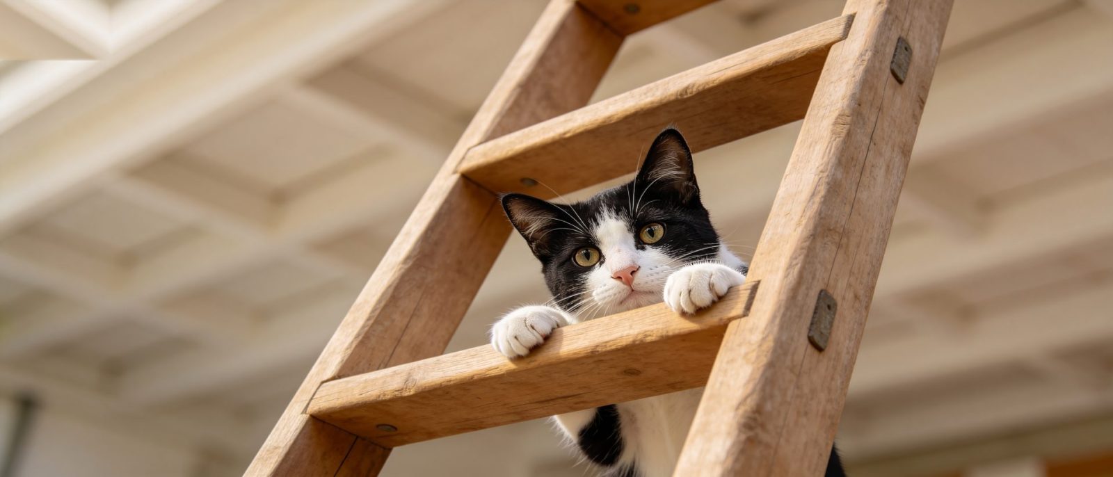 奶牛猫梯子高清壁纸预览