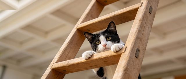 奶牛猫梯子静态壁纸