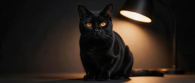 黑猫灯影静态壁纸