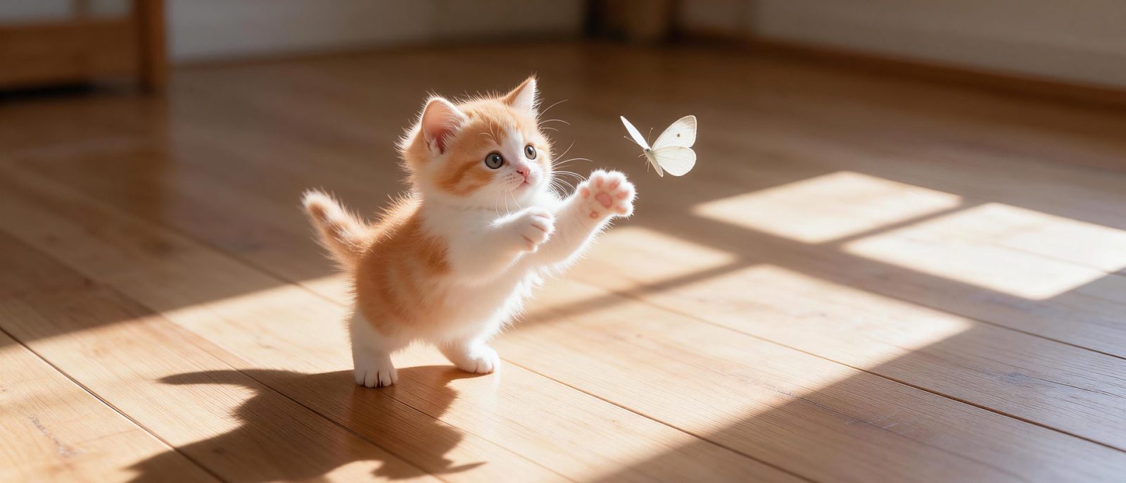 奶猫扑蝶高清壁纸预览